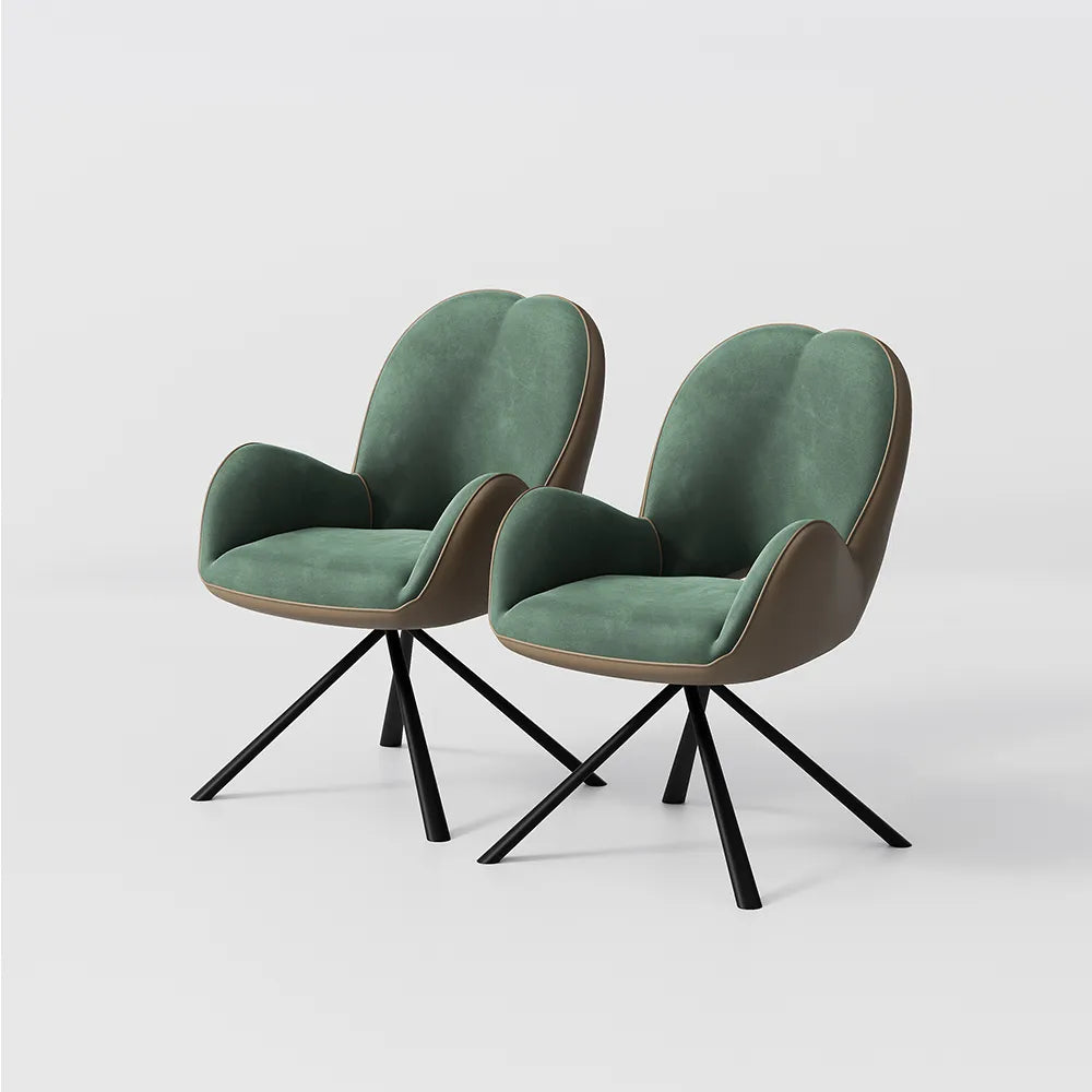 Lot de 2 chaises de salle à manger pivotantes modernes en velours vert 