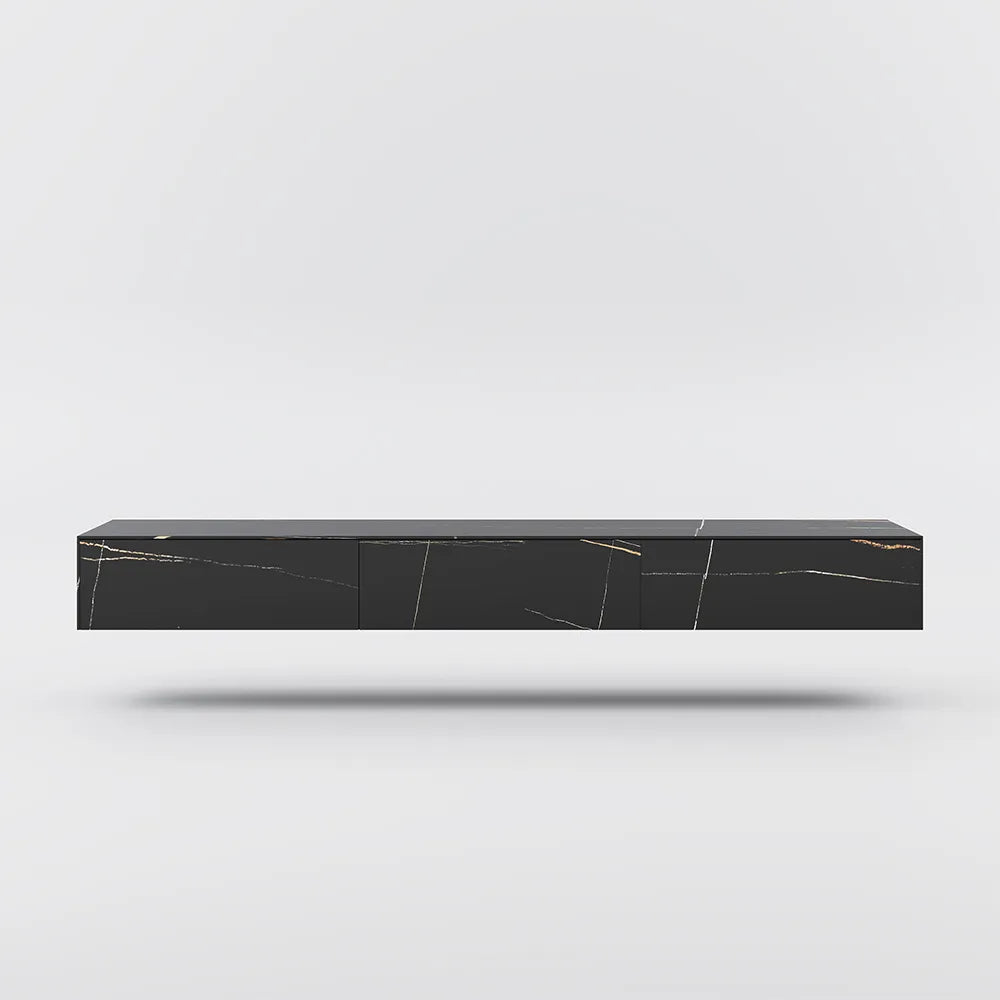 FLOAT-70.87"Modern Matte Sintered Stone Floating TV Stand with LED Lights