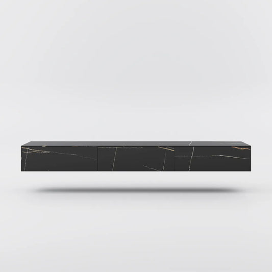 FLOAT-70.87"Modern Matte Sintered Stone Floating TV Stand with LED Lights