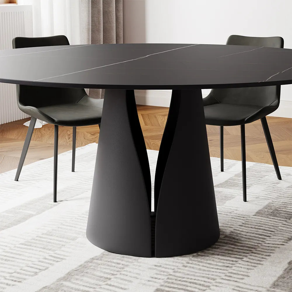 Vera - Table à manger ronde en pierre frittée mate