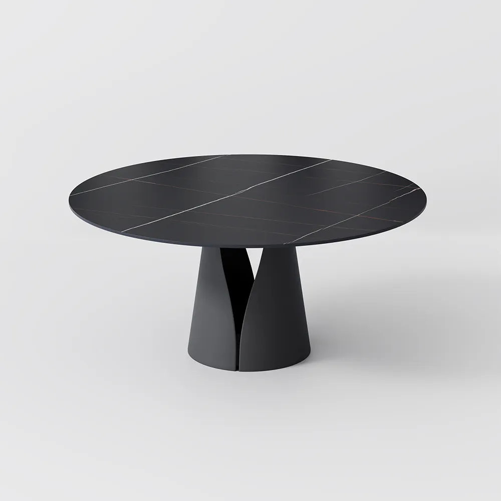 Vera - Table à manger ronde en pierre frittée mate