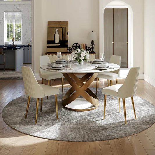 51in Maxwell-Round Glossy Sintered Stone Dining Table