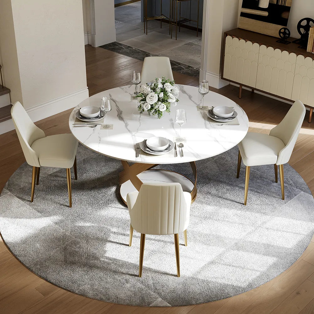 51in Maxwell-Round Glossy Sintered Stone Dining Table