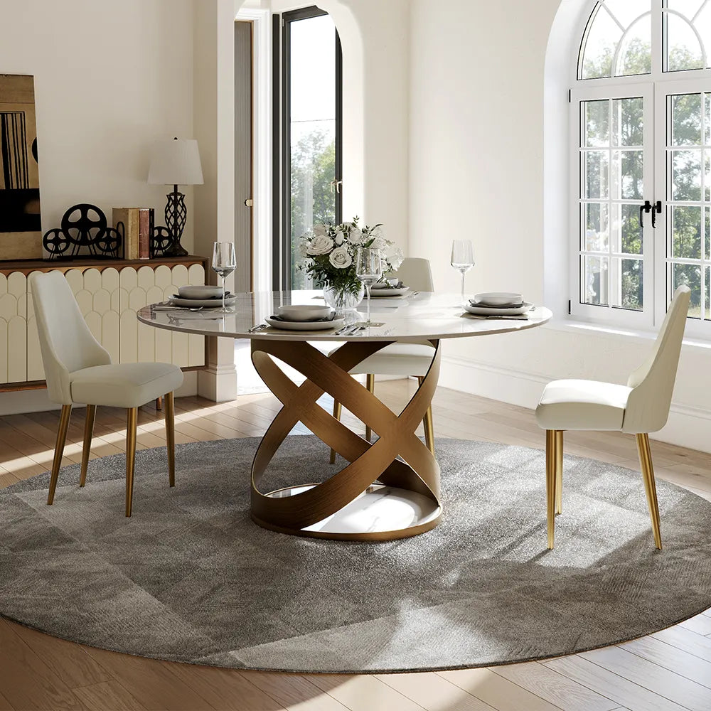 51in Maxwell-Round Glossy Sintered Stone Dining Table