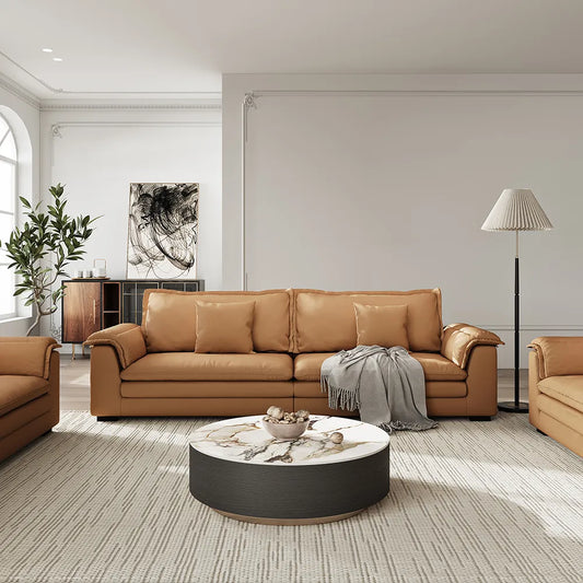 104-inch Orange Modern Modular Fabric Sofa