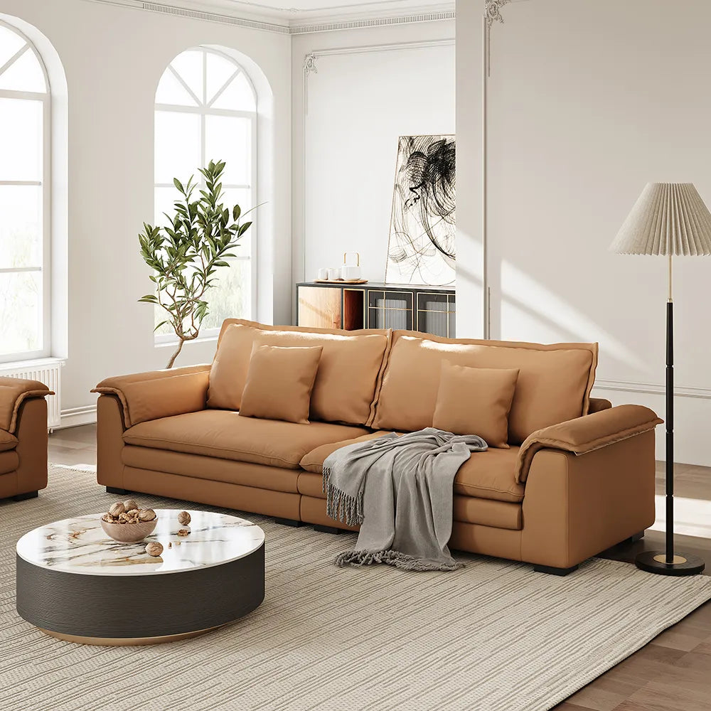 104-inch Orange Modern Modular Fabric Sofa
