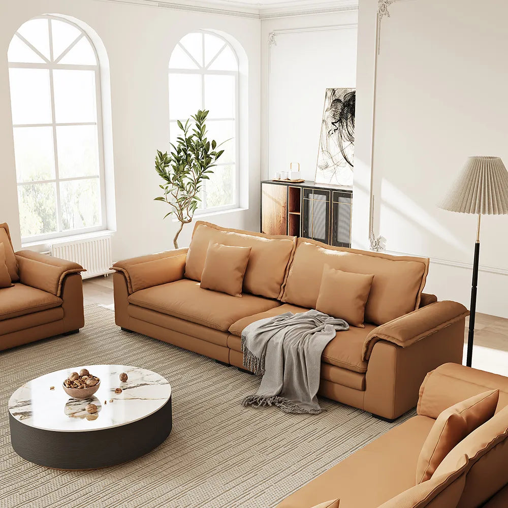 104-inch Orange Modern Modular Fabric Sofa