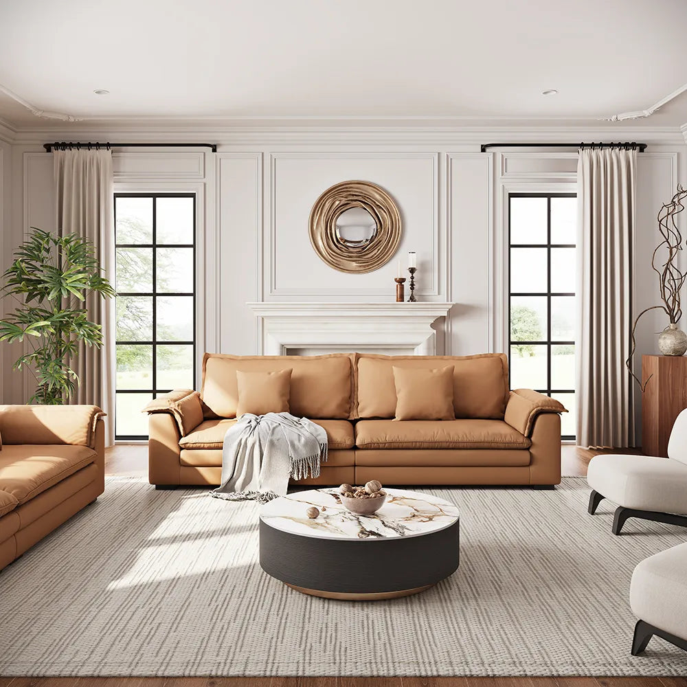 104-inch Orange Modern Modular Fabric Sofa