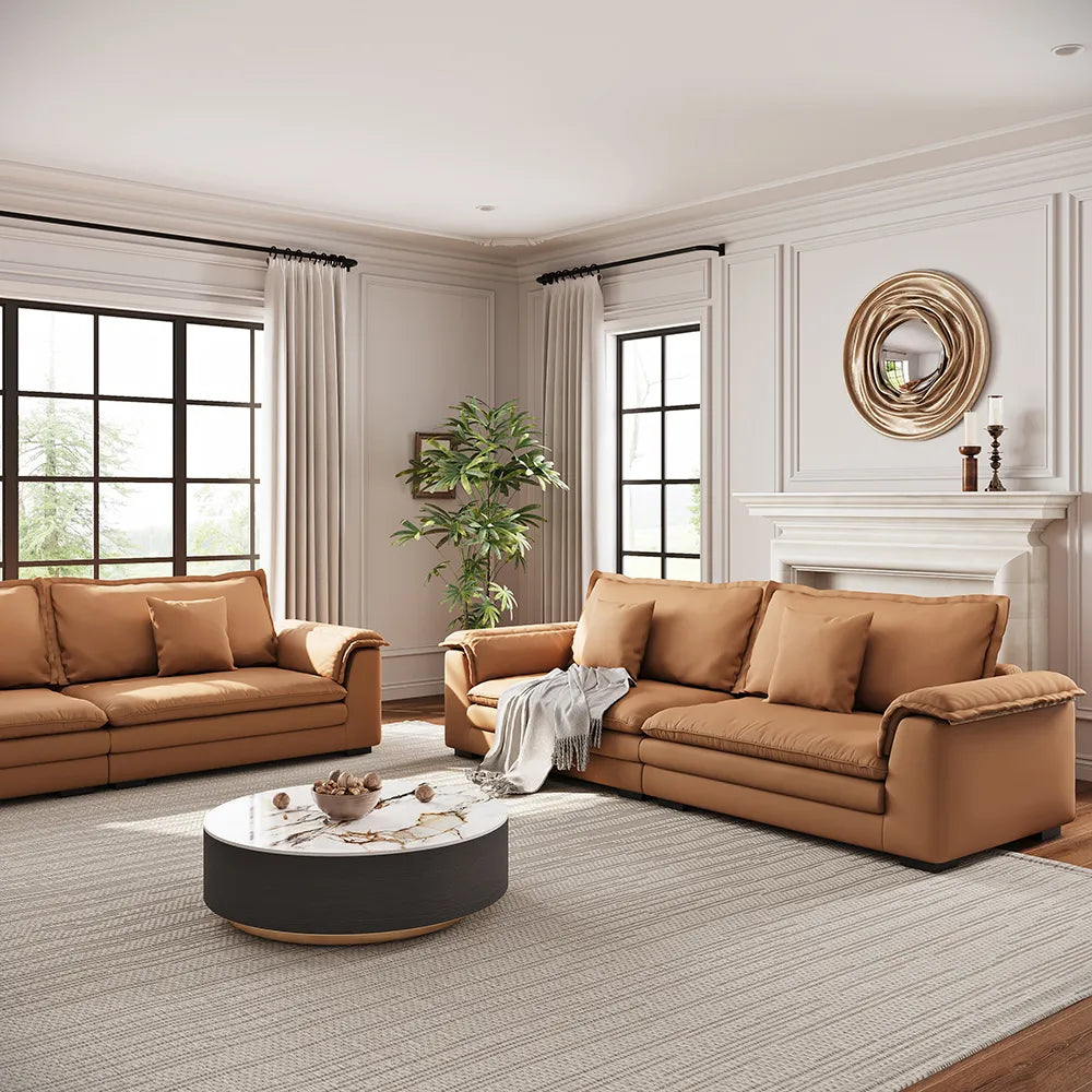 104-inch Orange Modern Modular Fabric Sofa