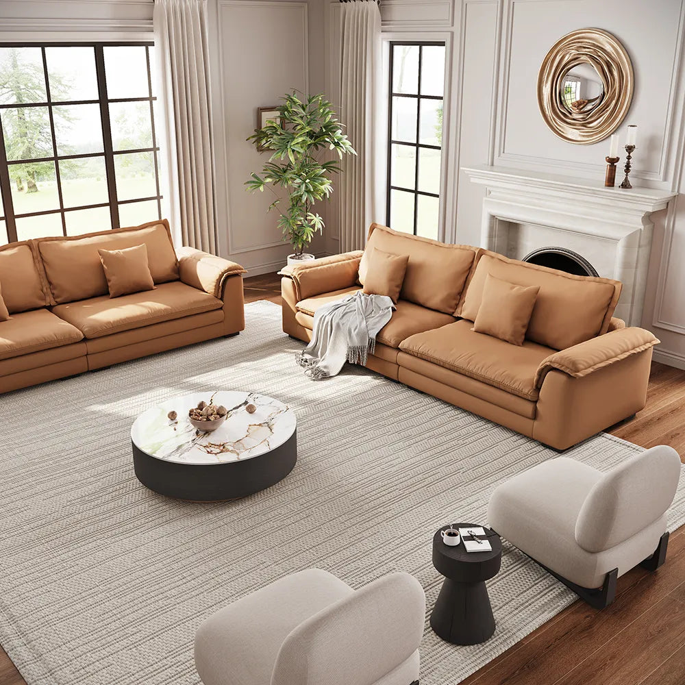 104-inch Orange Modern Modular Fabric Sofa