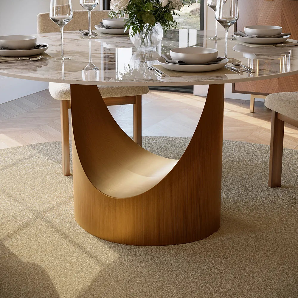 51-inch Hobart round polished sintered stone table, including 4 chairs