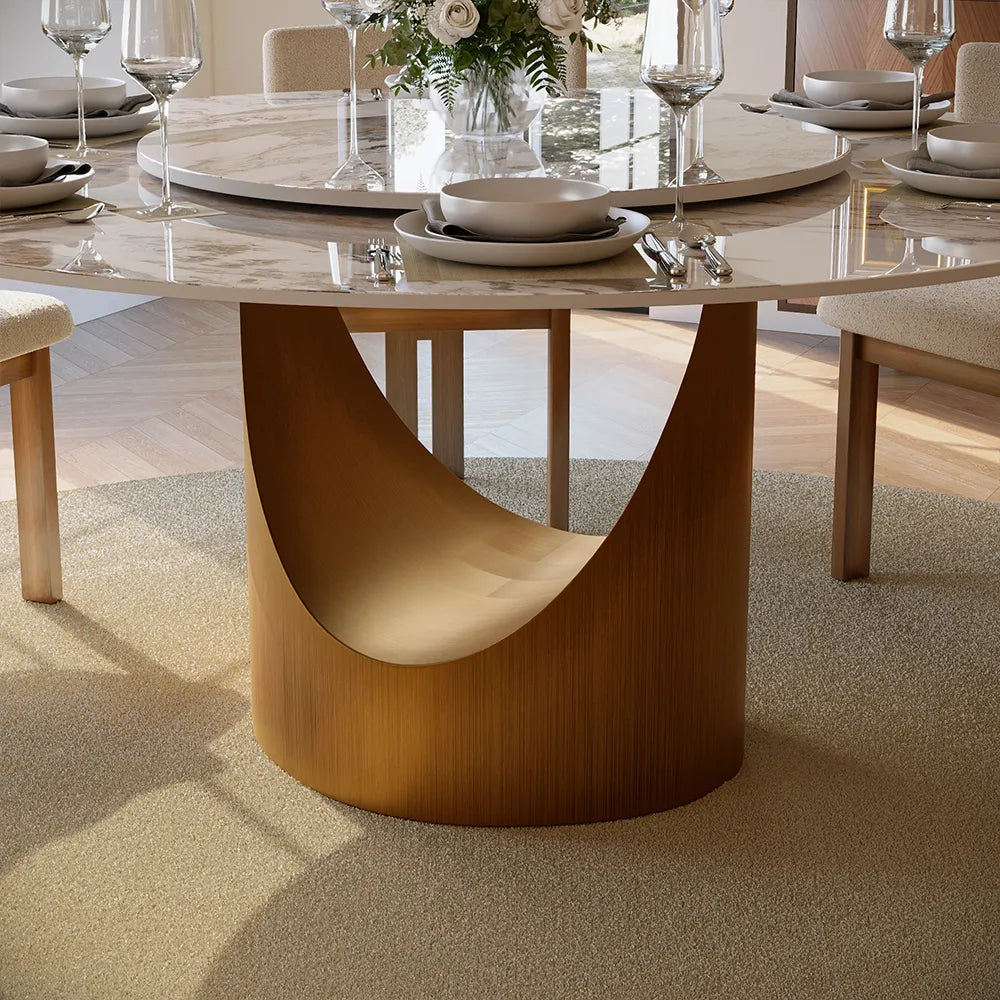 Hobart - Round Glossy Sintered Stone Dining Table