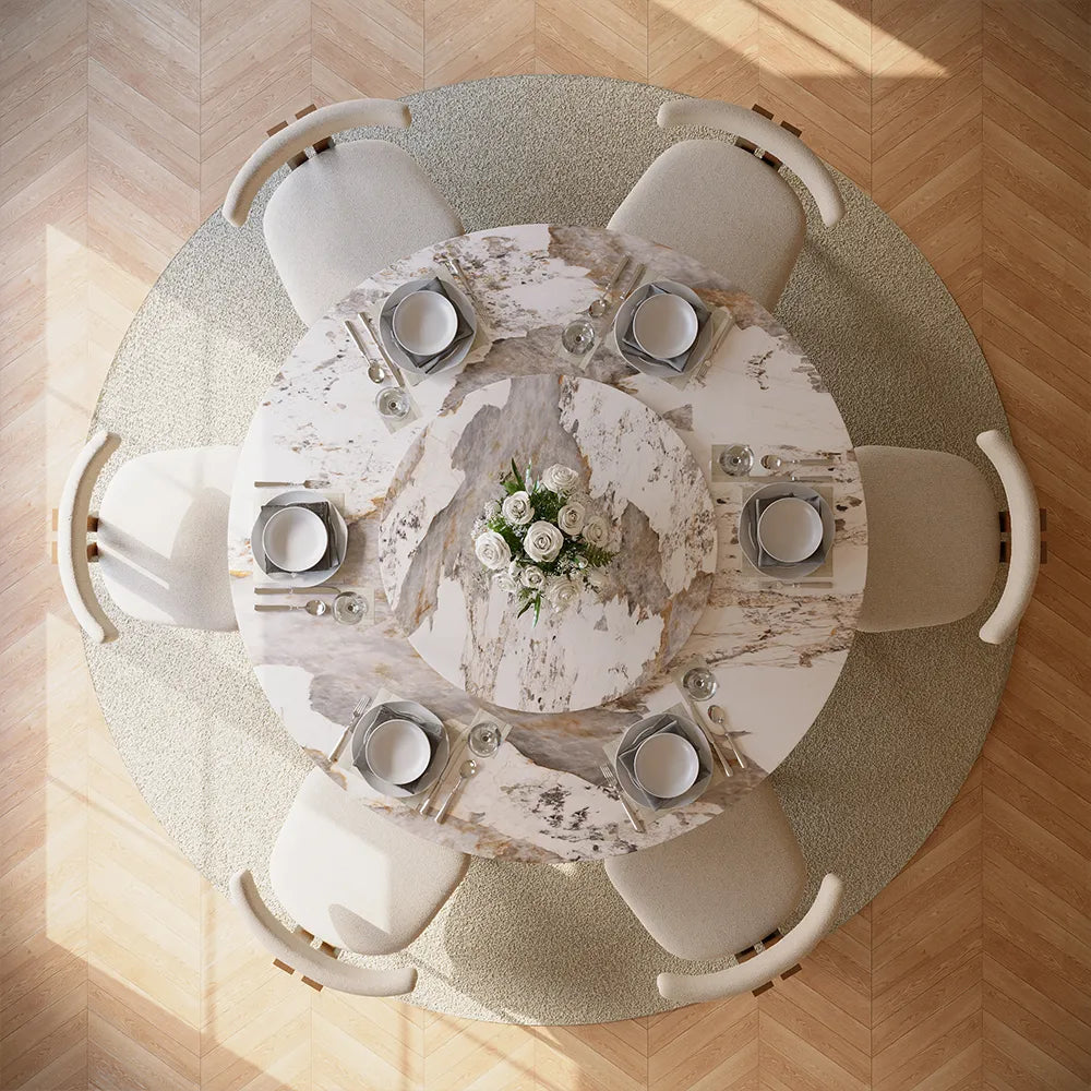 Hobart - Round Glossy Sintered Stone Dining Table