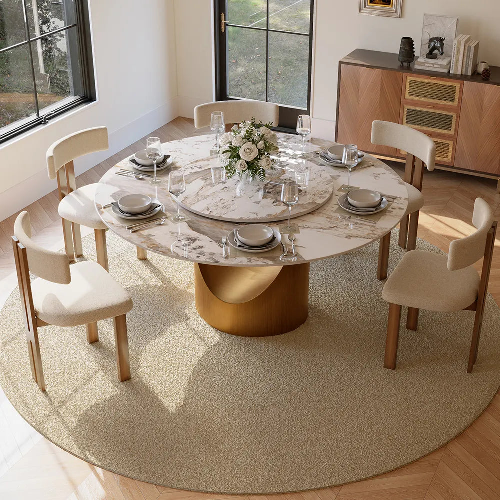 Hobart - Round Glossy Sintered Stone Dining Table