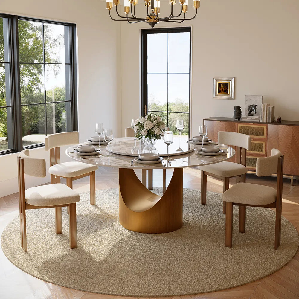 Hobart - Round Glossy Sintered Stone Dining Table