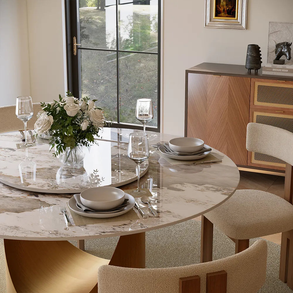 Hobart - Round Glossy Sintered Stone Dining Table