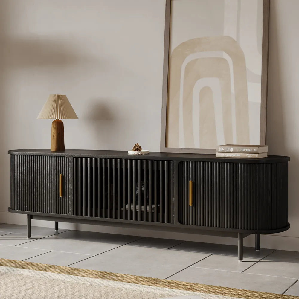 Eos-70.87"Mid-Century Modern Tambour Door TV Stand