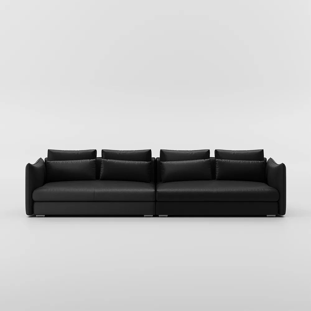 141-inch modern minimalist top-grain cowhide sectional sofa