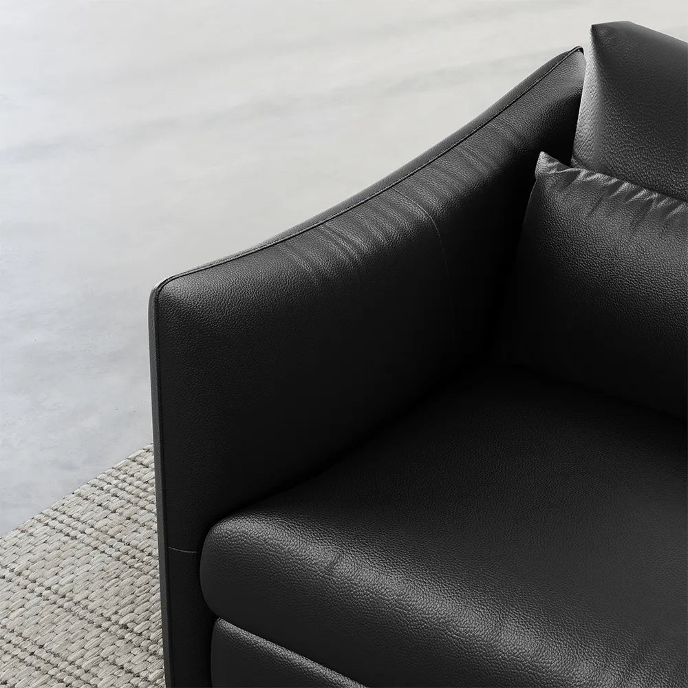 141-inch modern minimalist top-grain cowhide sectional sofa