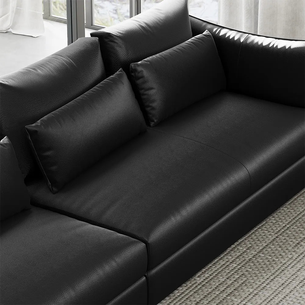 141-inch modern minimalist top-grain cowhide sectional sofa