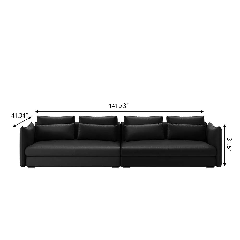 141-inch modern minimalist top-grain cowhide sectional sofa