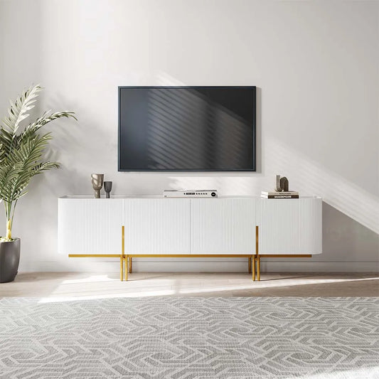 78.74"Modern Luxury Glossy Sintered Stone Tv Stand