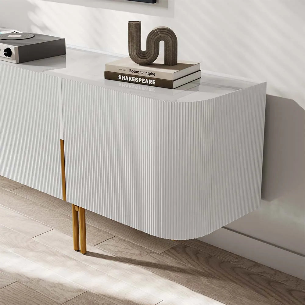 78.74"Modern Luxury Glossy Sintered Stone Tv Stand