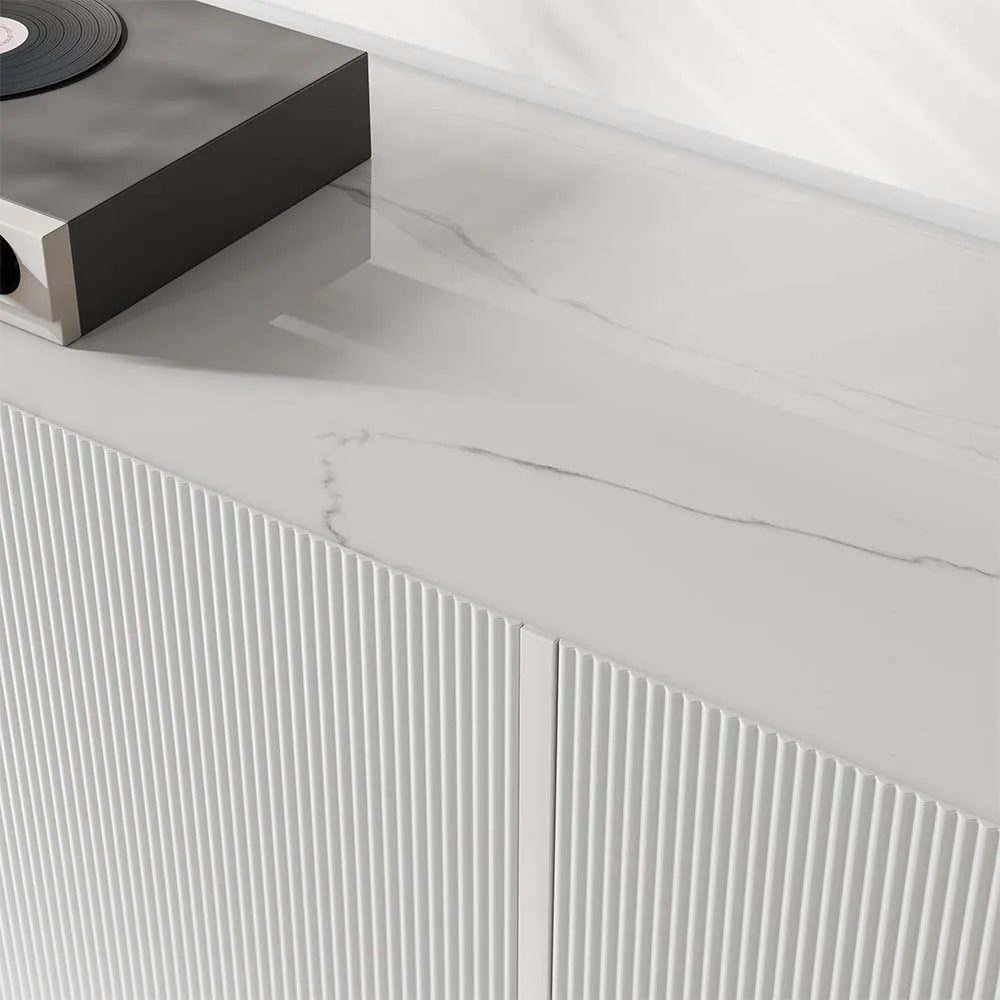 78.74"Modern Luxury Glossy Sintered Stone Tv Stand