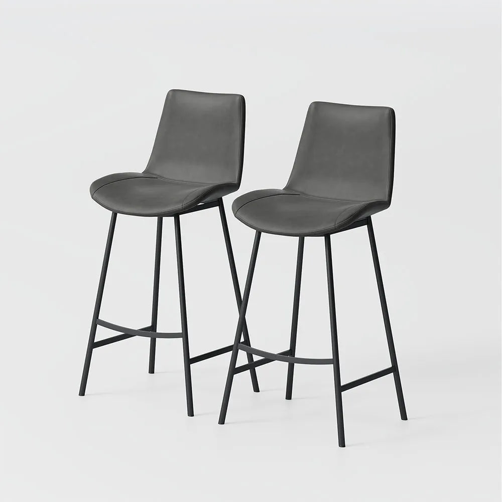 30'' Modern Minimalist Bar Height Faux Leather Stools Bar Set of 2