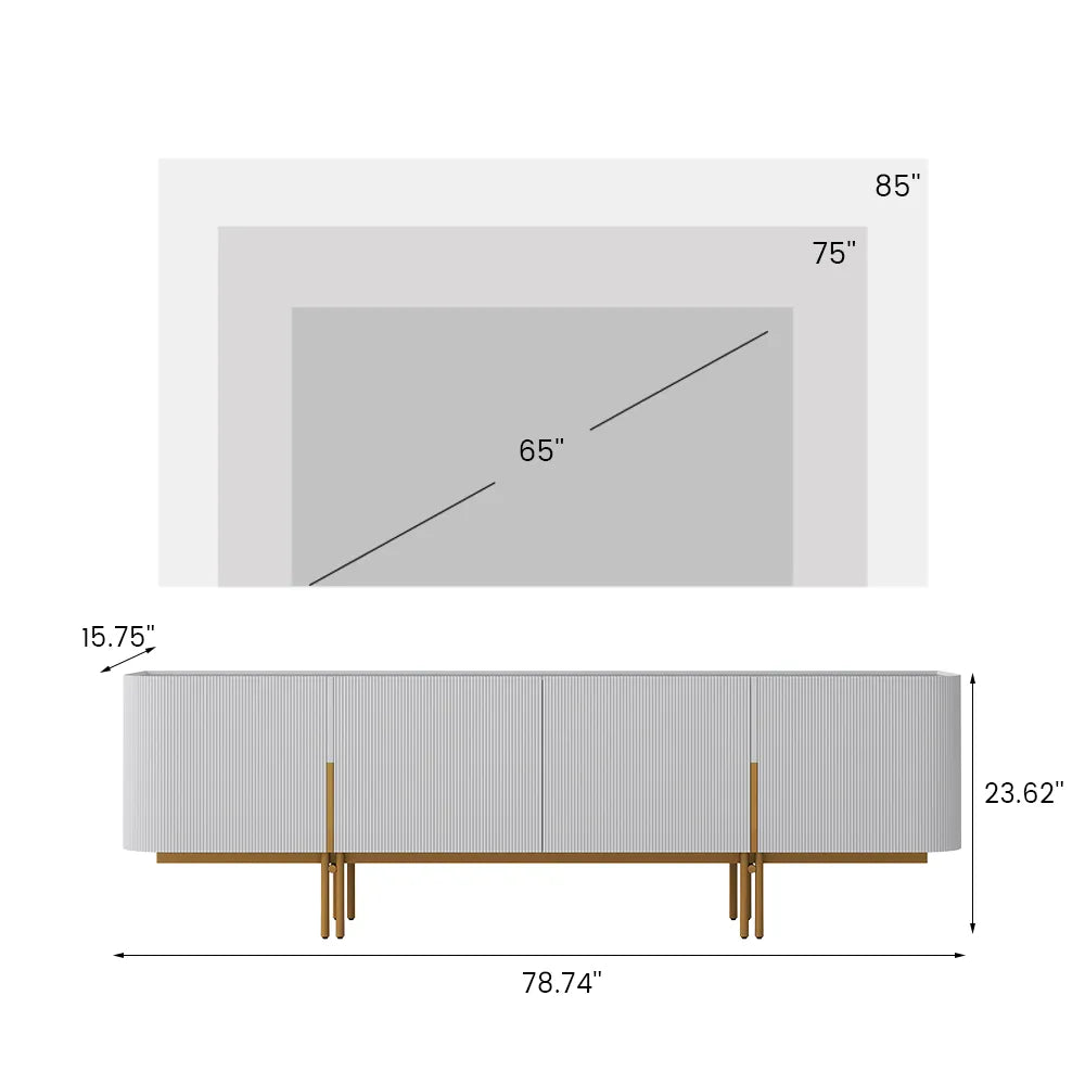 78.74"Modern Luxury Glossy Sintered Stone Tv Stand