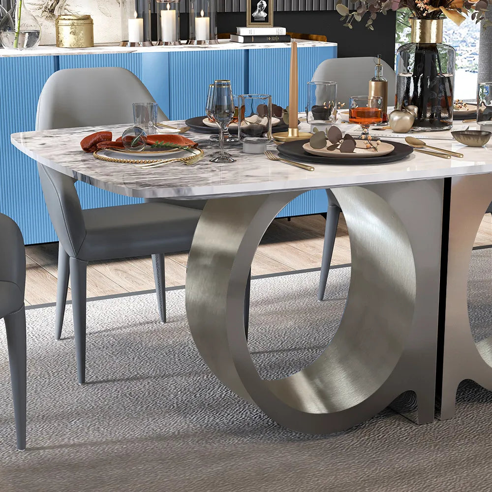 Table à manger rectangulaire de 79 po au design moderne 