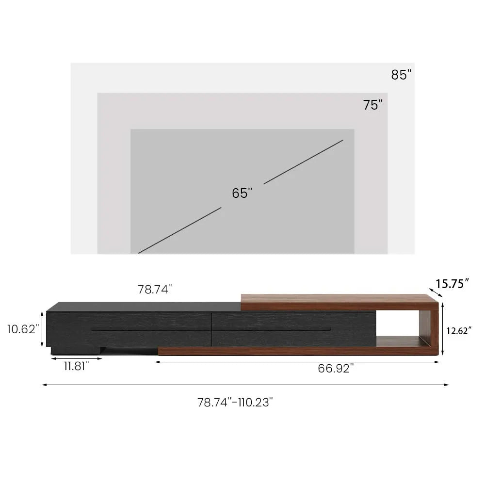 Meuble TV extensible noir moderne
