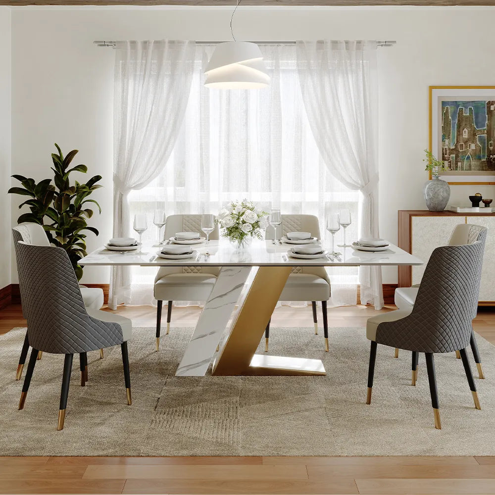 71"Modern Luxury White Rectangular Dining Table for 4-6