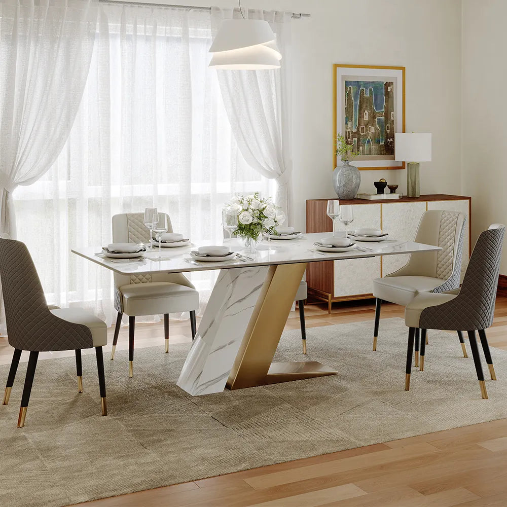 71"Modern Luxury White Rectangular Dining Table for 4-6