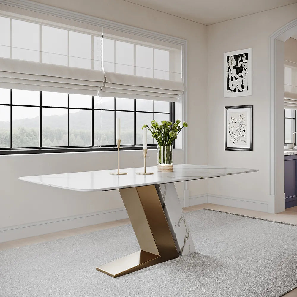 71"Modern Luxury White Rectangular Dining Table for 4-6