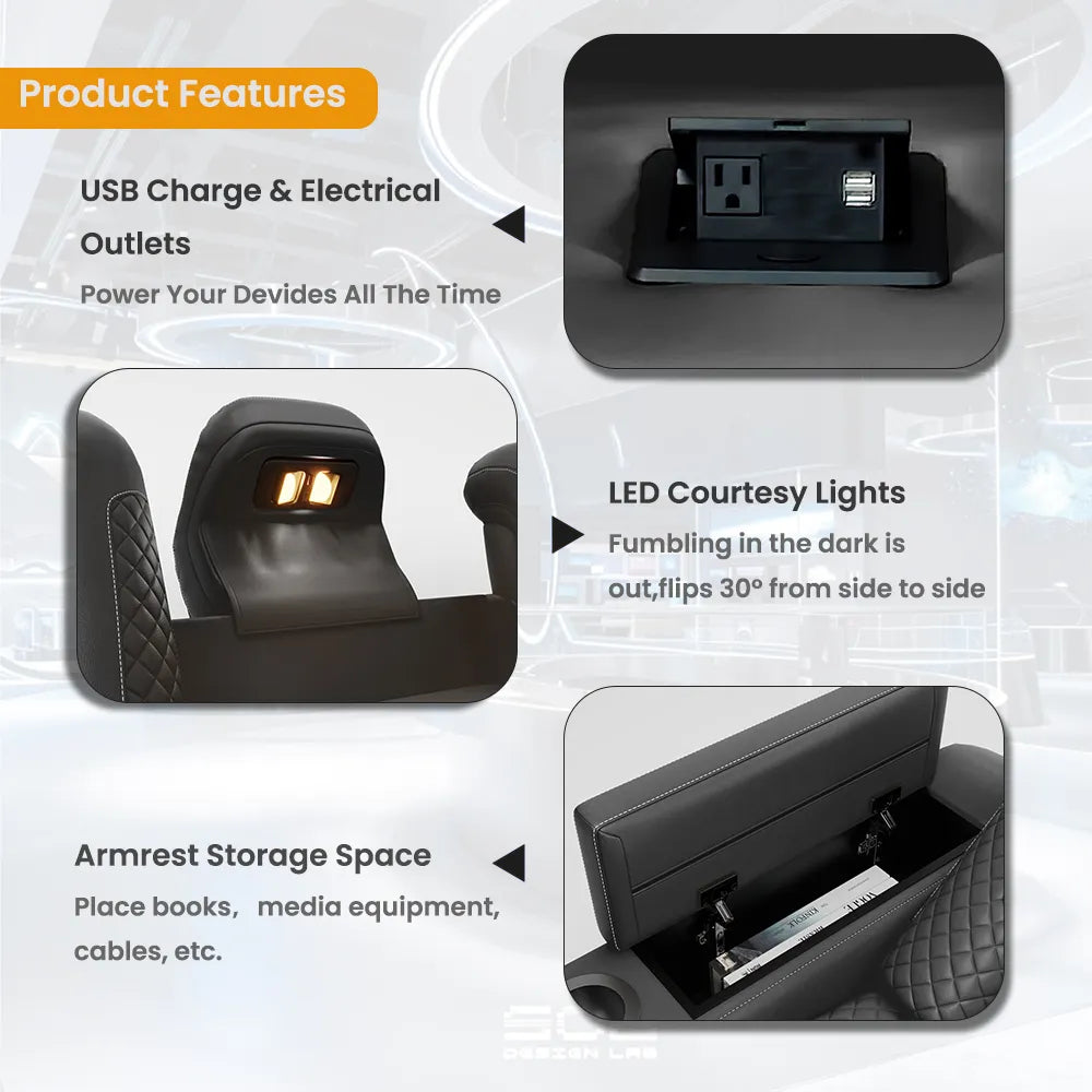 85'' Power Reclining Sofa Home Theather Sofa