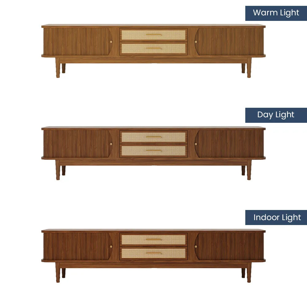 78.74" Mid-Century Modern Woven Rattan TV Stand