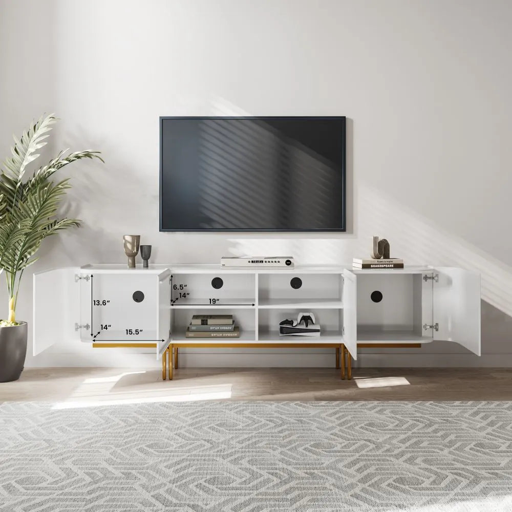 78.74"Modern Luxury Glossy Sintered Stone Tv Stand