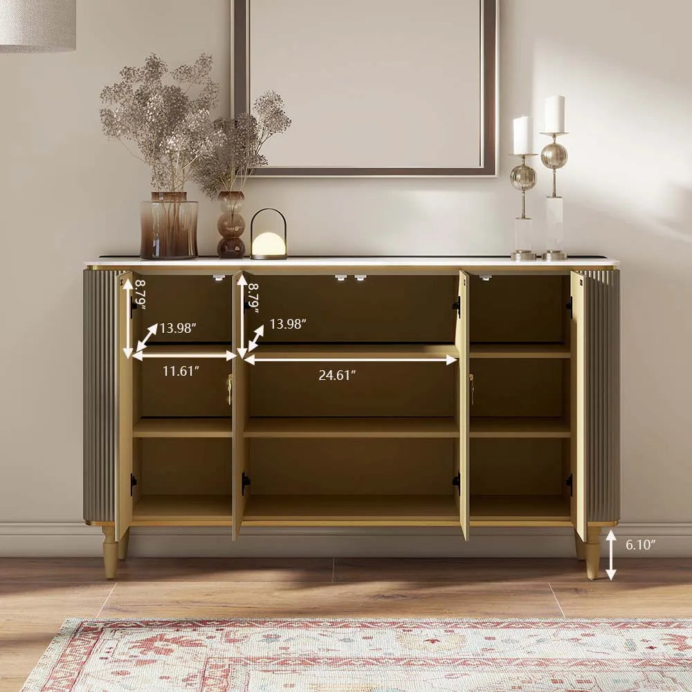 59.06" Modern Luxury Credenza Storage Cabinet