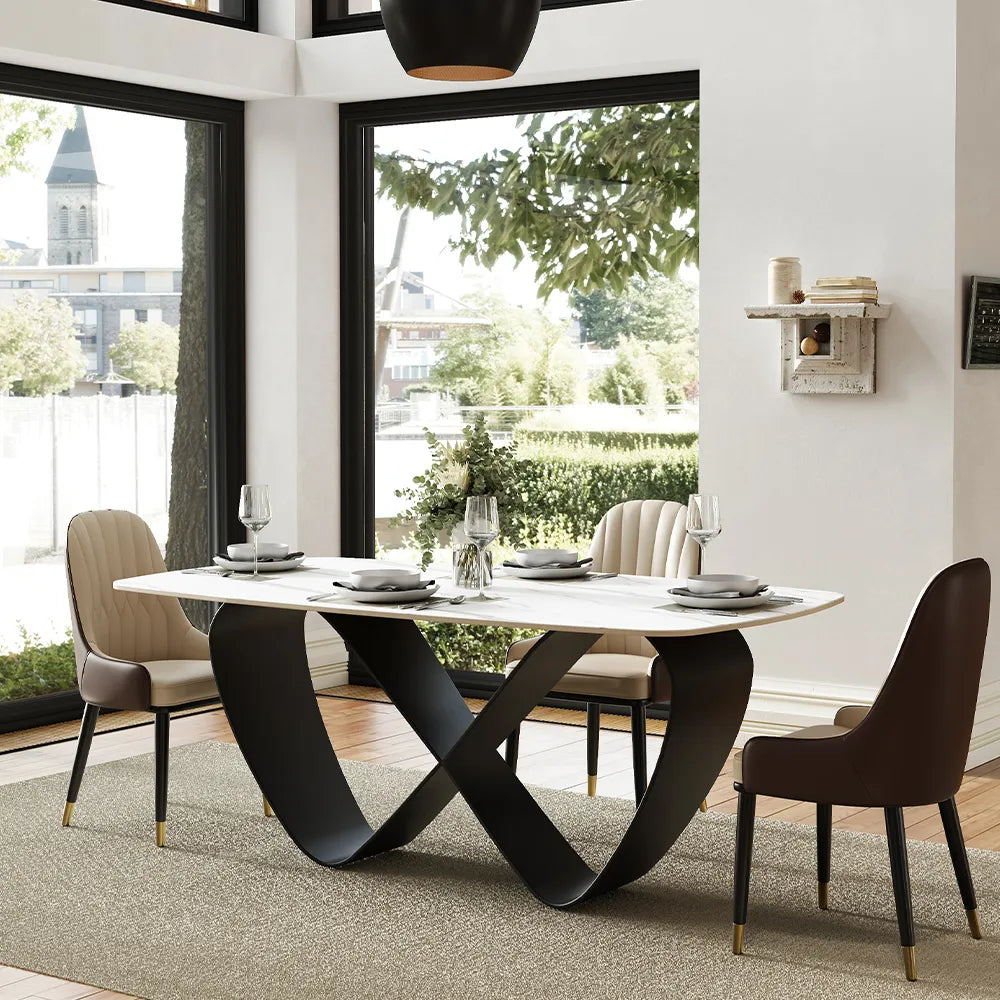 Amara - Table à manger rectangulaire en pierre frittée