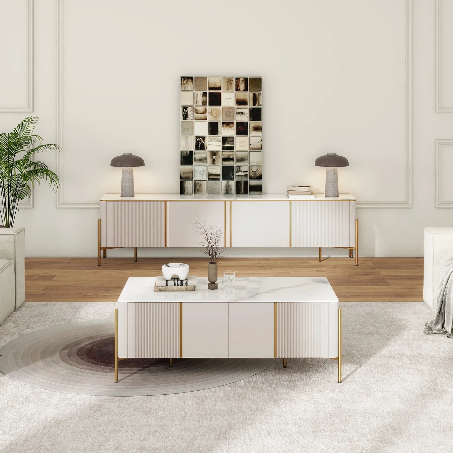 51.18" Modern Luxury Rectangle Coffee Table