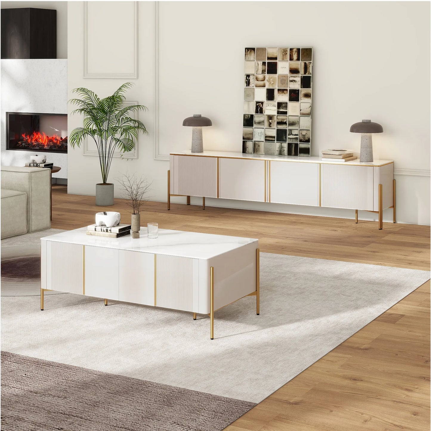 51.18" Modern Luxury Rectangle Coffee Table