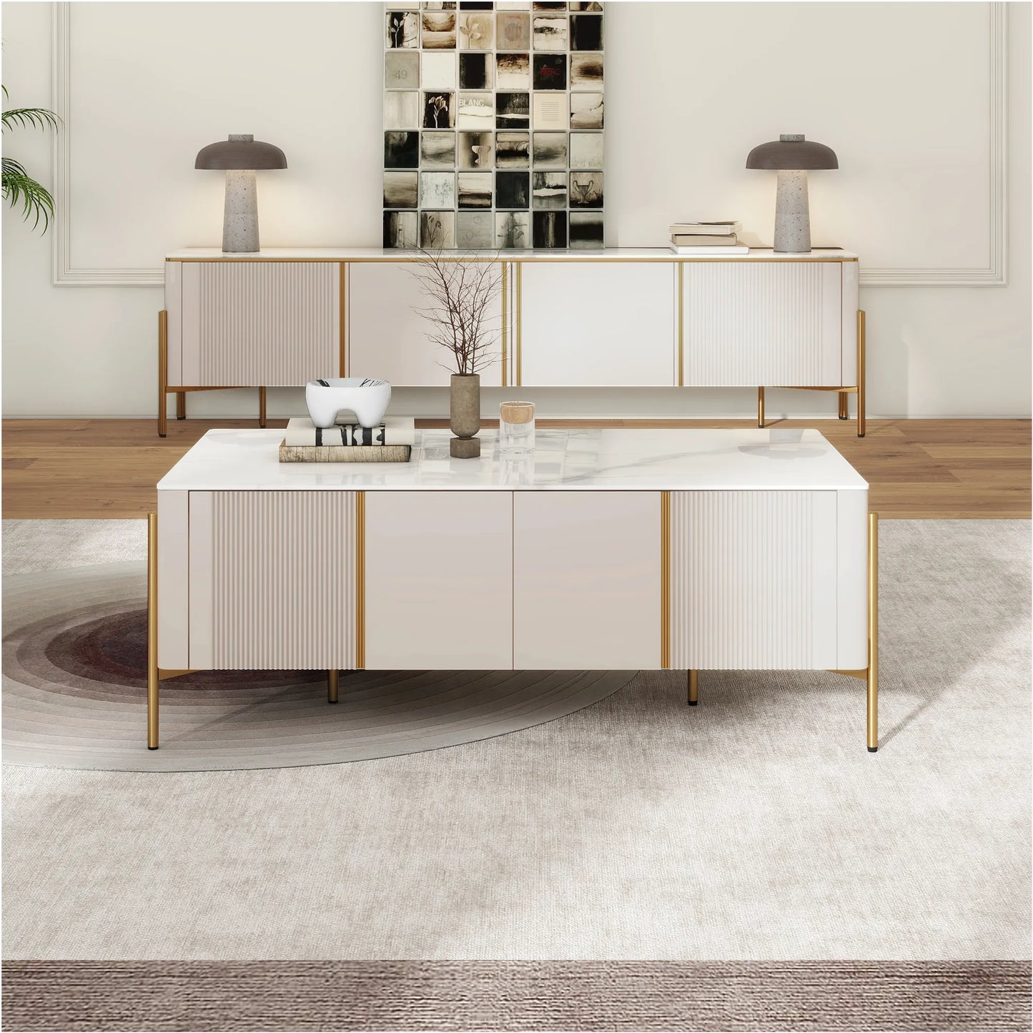 51.18" Modern Luxury Rectangle Coffee Table