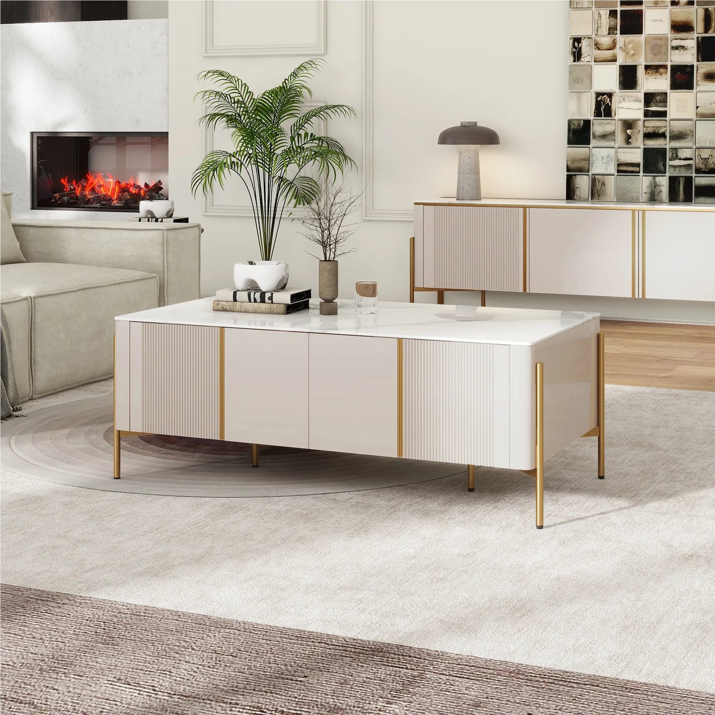 51.18" Modern Luxury Rectangle Coffee Table