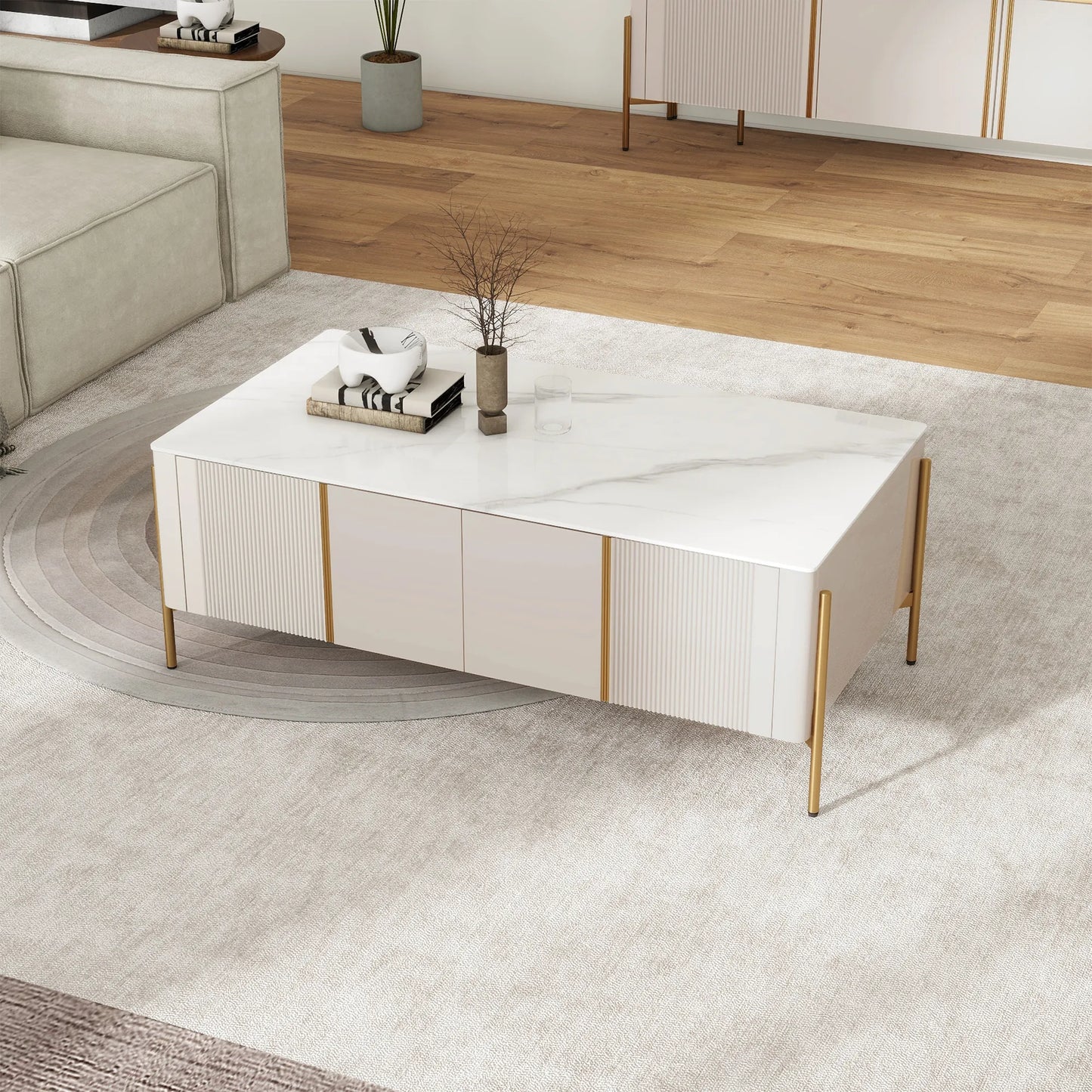 51.18" Modern Luxury Rectangle Coffee Table