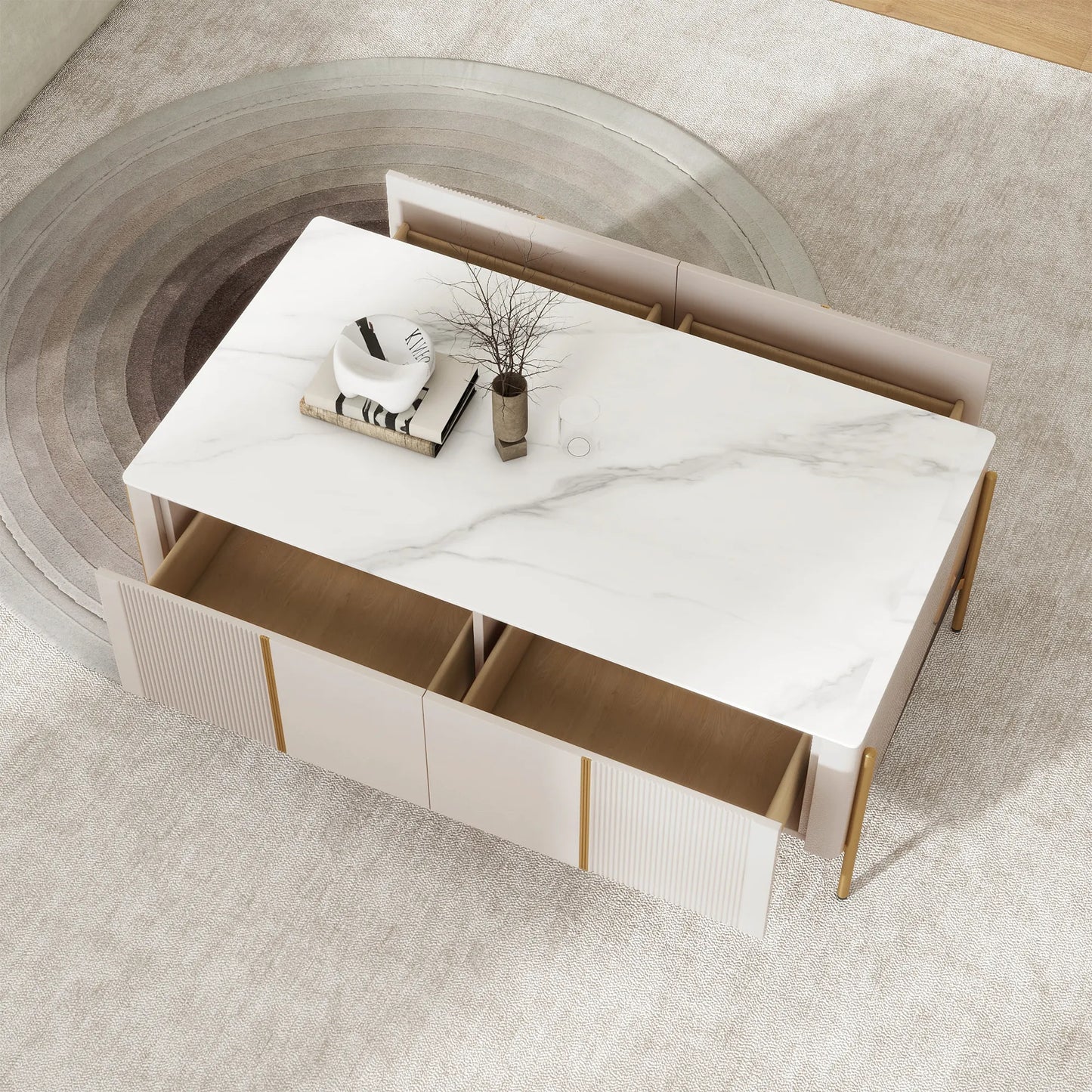 51.18" Modern Luxury Rectangle Coffee Table