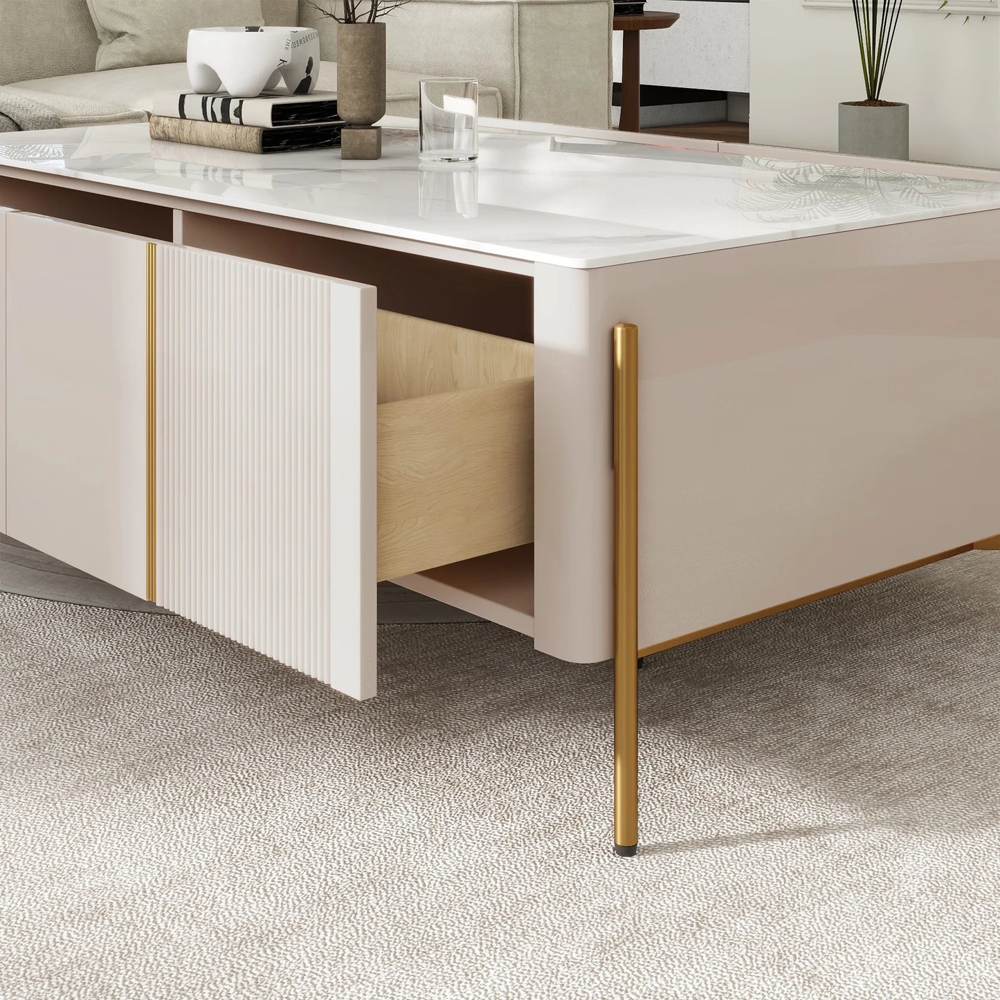 51.18" Modern Luxury Rectangle Coffee Table