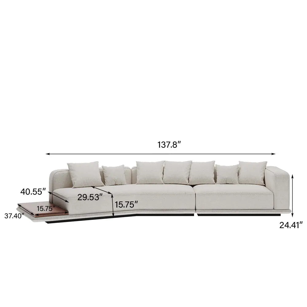 137.8'' Minimalist Deep Seat Sectional Sofa