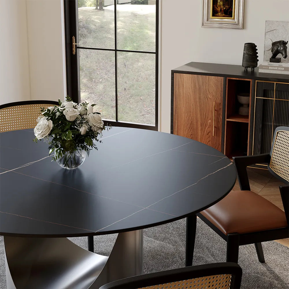 51in Hobart-Round Matte Sintered Stone Dining Table