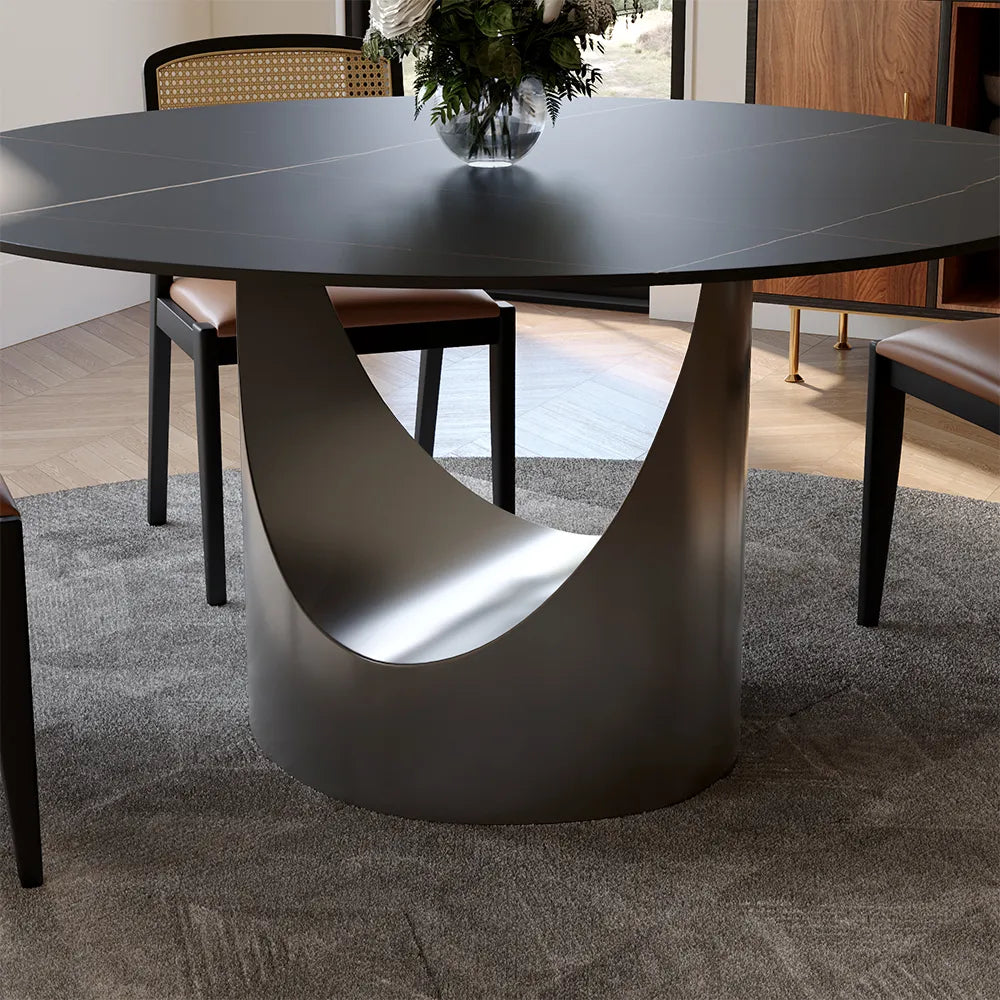 51in Hobart-Round Matte Sintered Stone Dining Table